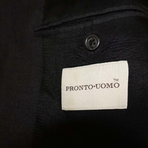 Pronto Uomo Men's Suit Jacket Size 46 Short Charcoal Gray 100% Wool Blazer 46S - Picture 9 of 9